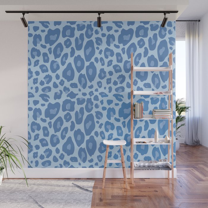 ultra bold leopard blue pastel Wall Mural Gallery Image 1