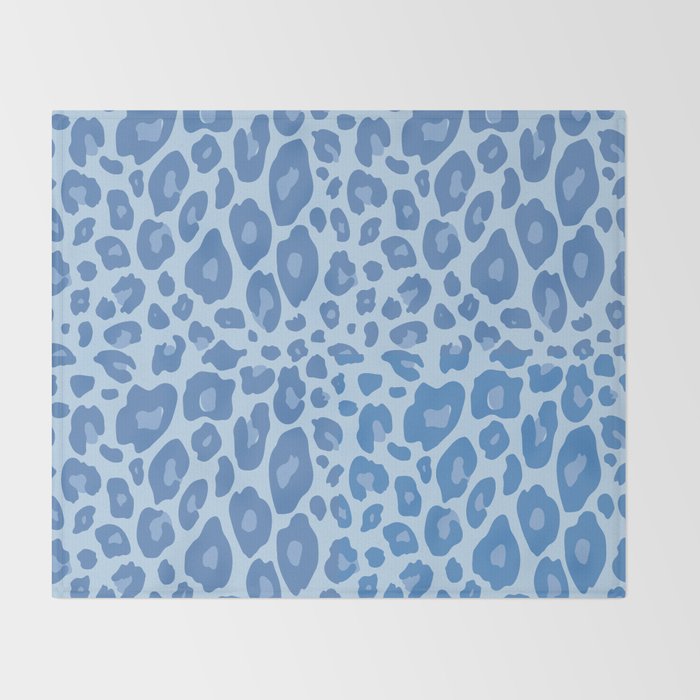 ultra bold leopard blue pastel Throw Blanket Gallery Image 2