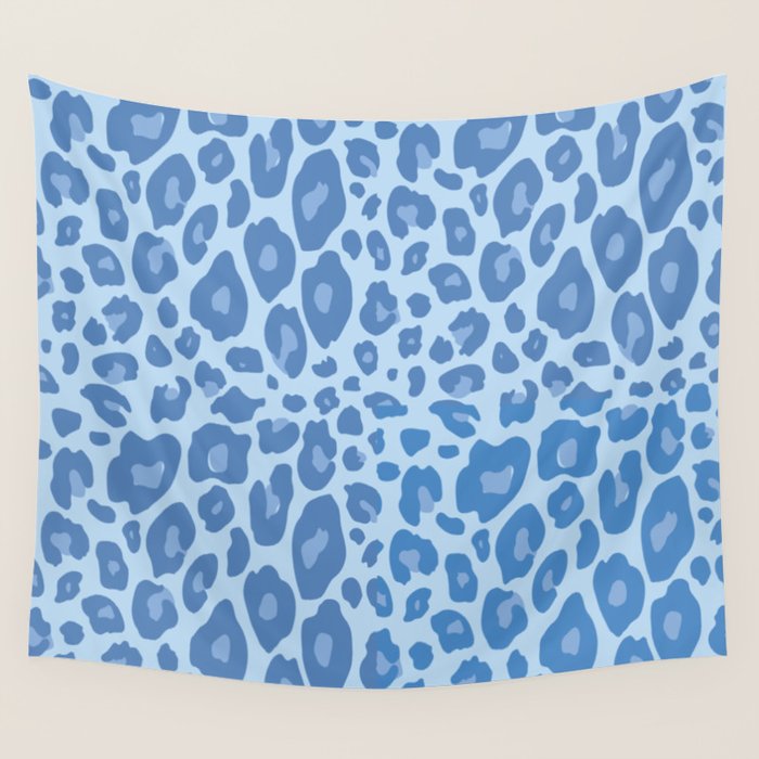 ultra bold leopard blue pastel Wall Tapestry Gallery Image 1