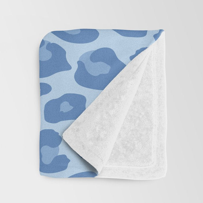 ultra bold leopard blue pastel Throw Blanket Gallery Image 3