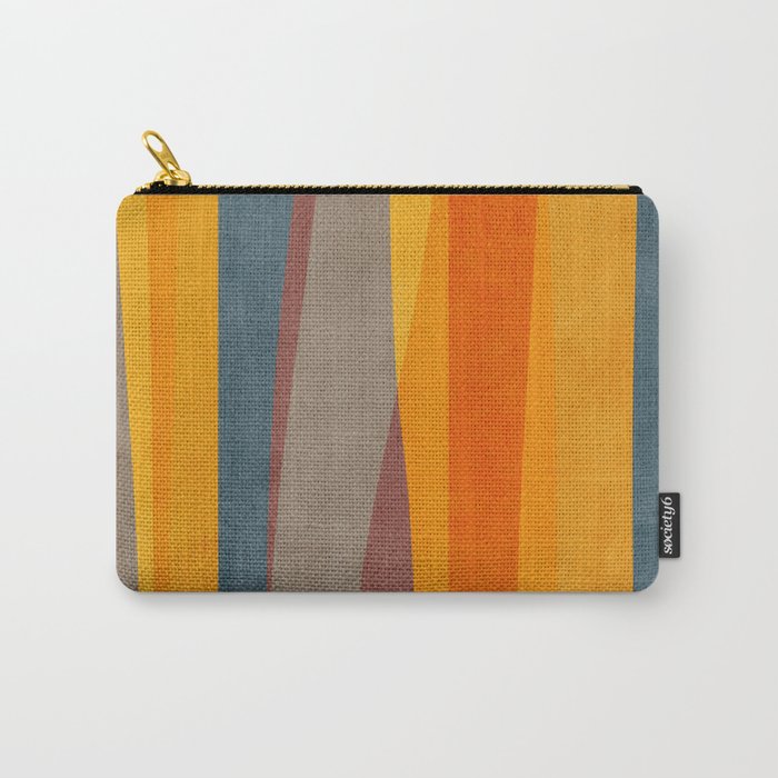 Yellow Orange Blue Beige Brown Modern MCM Art Carry All Pouch Gallery Image 1