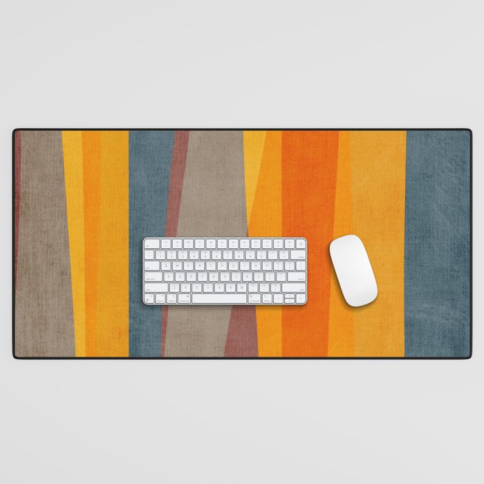 Yellow Orange Blue Beige Brown Modern MCM Art Desk Mat Gallery Image 1