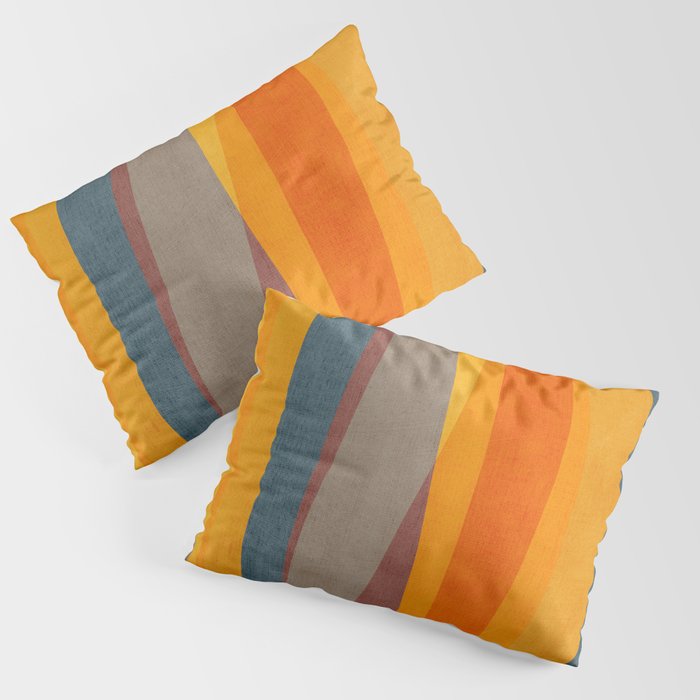 Yellow Orange Blue Beige Brown Modern MCM Art Pillow Sham Gallery Image 3