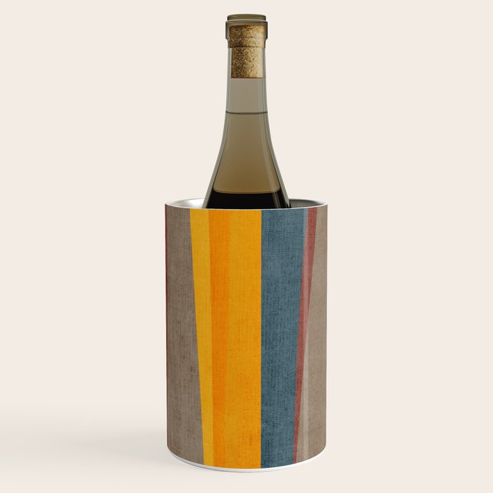 Yellow Orange Blue Beige Brown Modern MCM Art Wine Chiller Gallery Image 2