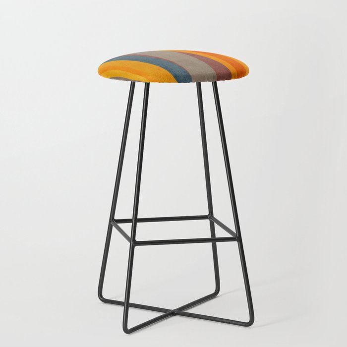 Yellow Orange Blue Beige Brown Modern MCM Art Stool Gallery Image 1
