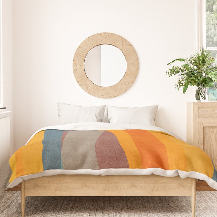 Yellow Orange Blue Beige Brown Modern MCM Art Duvet Cover Gallery Image 3