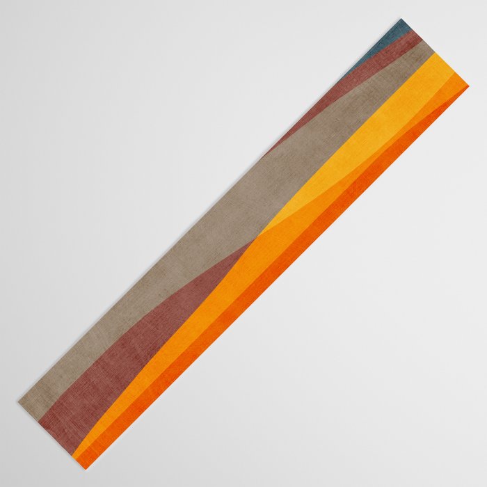 Yellow Orange Blue Beige Brown Modern MCM Art Table Runner Gallery Image 3