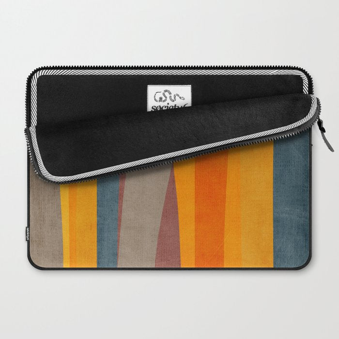Yellow Orange Blue Beige Brown Modern MCM Art Laptop Sleeve Gallery Image 2