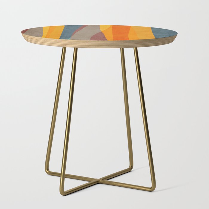 Yellow Orange Blue Beige Brown Modern MCM Art Side Table Gallery Image 1