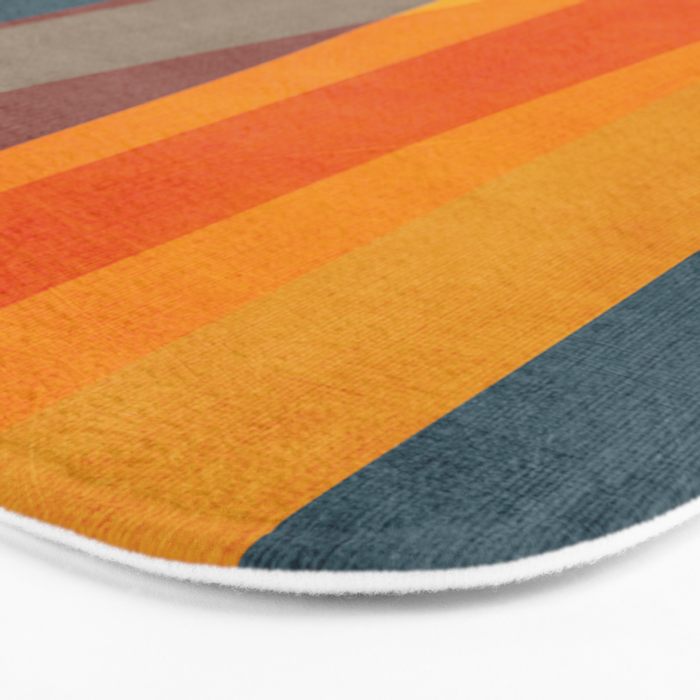 Yellow Orange Blue Beige Brown Modern MCM Art Bath Mat Gallery Image 3