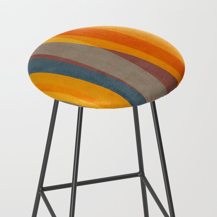 Yellow Orange Blue Beige Brown Modern MCM Art Stool Gallery Image 2