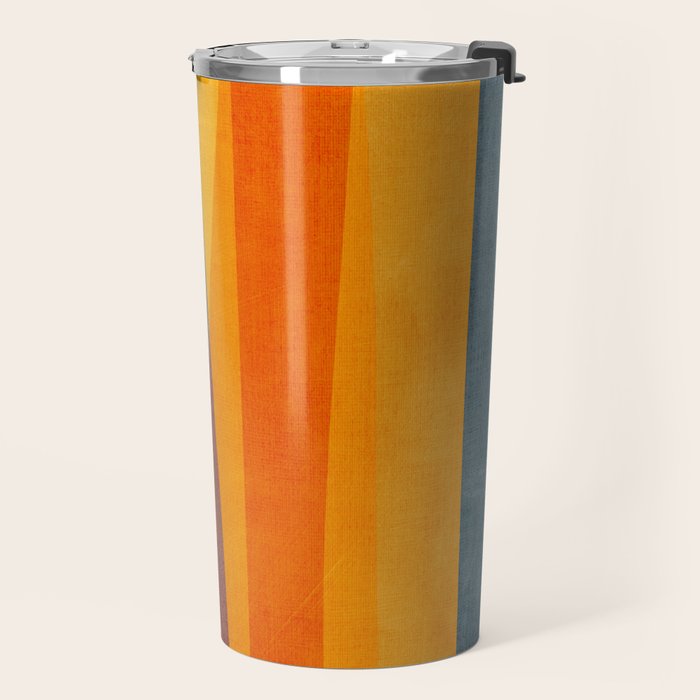 Yellow Orange Blue Beige Brown Modern MCM Art Travel Mug Gallery Image 2