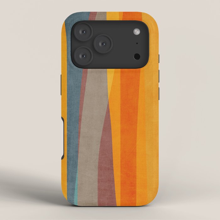Yellow Orange Blue Beige Brown Modern MCM Art iPhone Case Gallery Image 3
