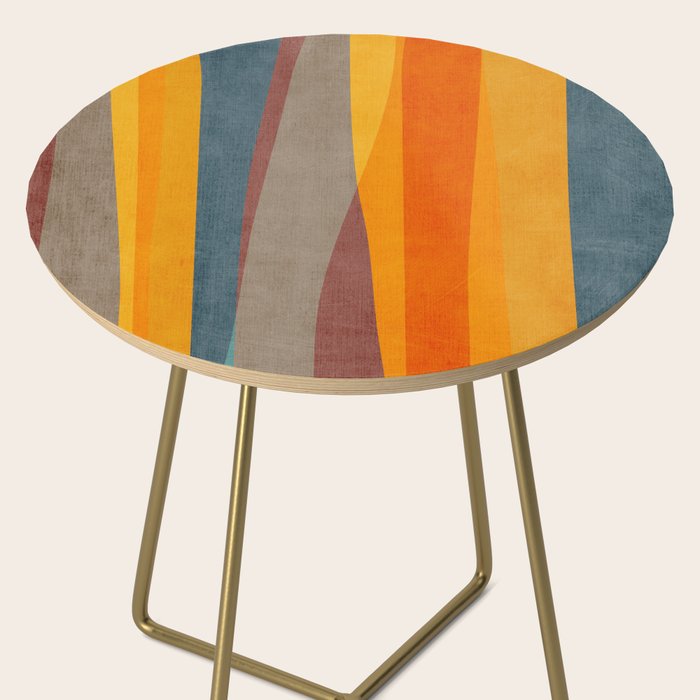 Yellow Orange Blue Beige Brown Modern MCM Art Side Table Gallery Image 2