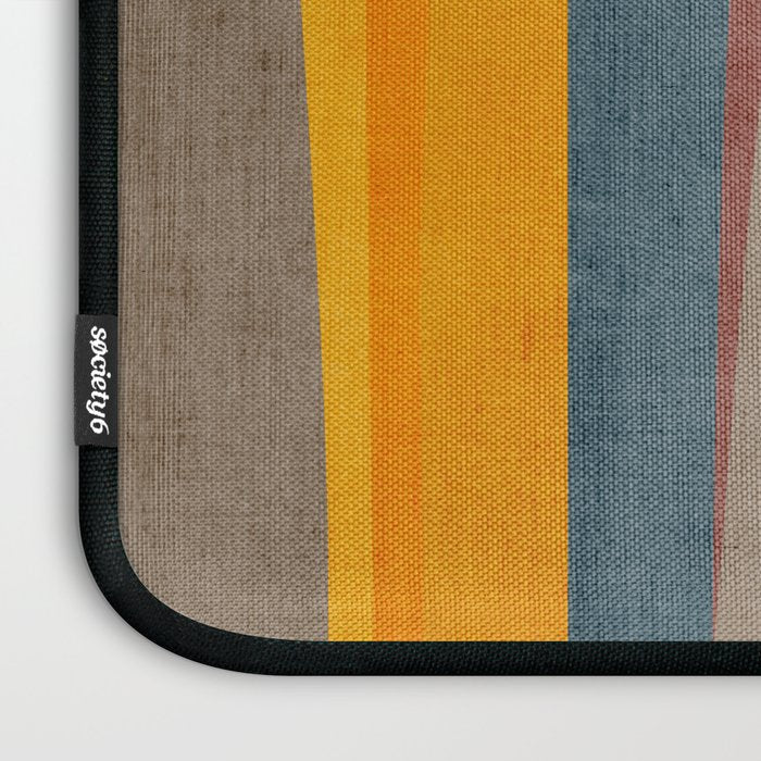 Yellow Orange Blue Beige Brown Modern MCM Art Laptop Sleeve Gallery Image 3