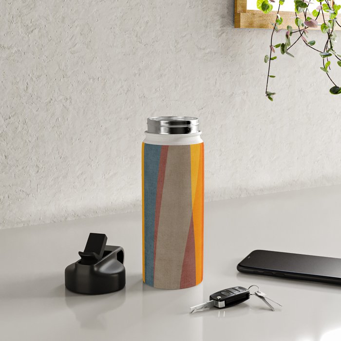 Yellow Orange Blue Beige Brown Modern MCM Art Water Bottle Gallery Image 4