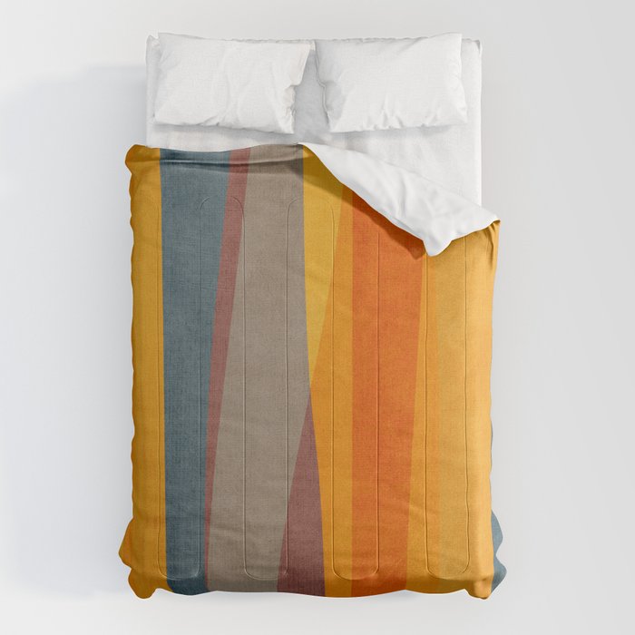 Yellow Orange Blue Beige Brown Modern MCM Art Comforter Gallery Image 6