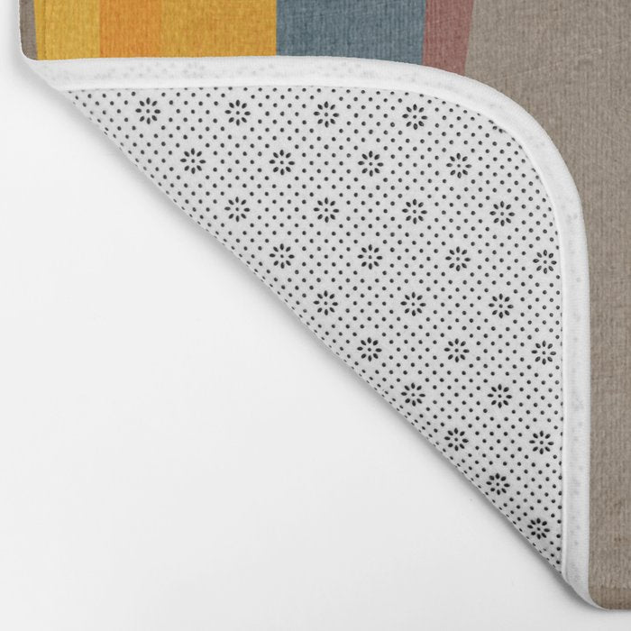 Yellow Orange Blue Beige Brown Modern MCM Art Bath Mat Gallery Image 2