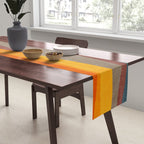 Yellow Orange Blue Beige Brown Modern MCM Art Table Runner Gallery Image 2