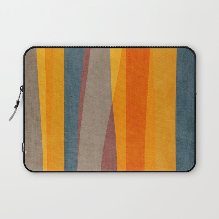 Yellow Orange Blue Beige Brown Modern MCM Art Laptop Sleeve Gallery Image 1