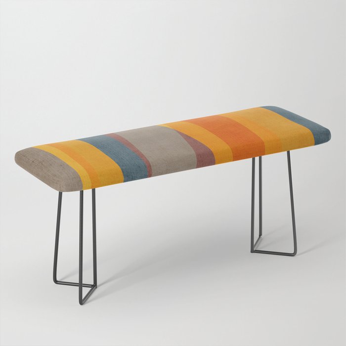 Yellow Orange Blue Beige Brown Modern MCM Art Bench Gallery Image 1