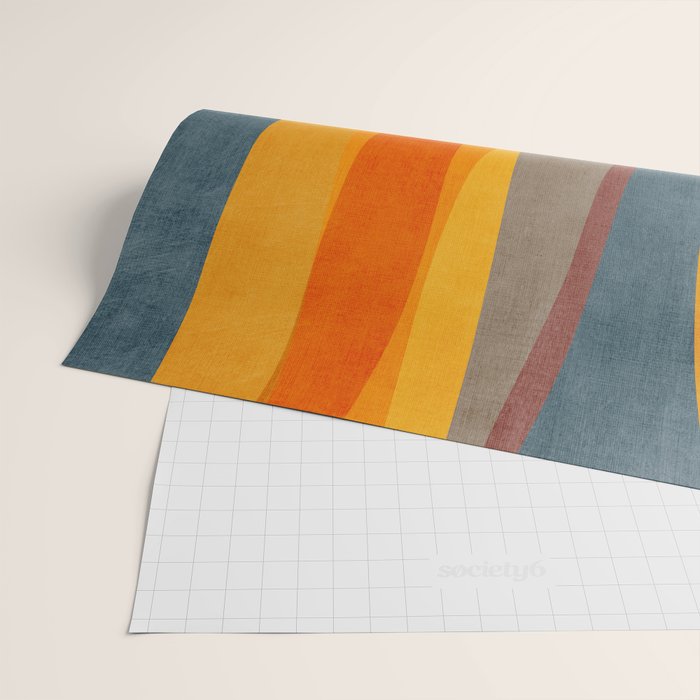Yellow Orange Blue Beige Brown Modern MCM Art Wrapping Paper Gallery Image 2