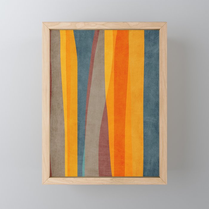 Yellow Orange Blue Beige Brown Modern MCM Art Mini Art Print Gallery Image 1