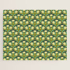Art Nouveau Pattern 2 Cream Yellow Ochre Sage Green On Dark Blue Jigsaw Puzzle Gallery Image 1