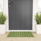 Art Nouveau Pattern 2 Cream Yellow Ochre Sage Green On Dark Blue Welcome Mat Gallery Image 3
