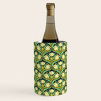 Art Nouveau Pattern 2 Cream Yellow Ochre Sage Green On Dark Blue Wine Chiller Gallery Image 3