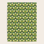 Art Nouveau Pattern 2 Cream Yellow Ochre Sage Green On Dark Blue Poster Gallery Image 4
