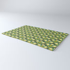 Art Nouveau Pattern 2 Cream Yellow Ochre Sage Green On Dark Blue Rug Gallery Image 3
