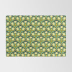 Art Nouveau Pattern 2 Cream Yellow Ochre Sage Green On Dark Blue Rug Gallery Image 2