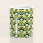 Art Nouveau Pattern 2 Cream Yellow Ochre Sage Green On Dark Blue Coffee Mug Gallery Image 4