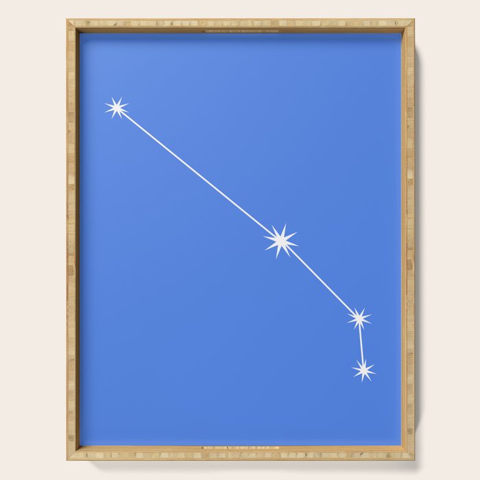 Aries Zodiac Star Constellation Line Art Bright Blue Serving Tray Gallery Image 1