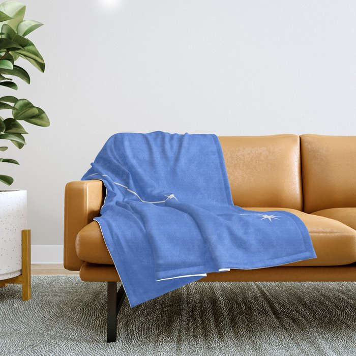 Aries Zodiac Star Constellation Line Art Bright Blue Throw Blanket Gallery Image 1