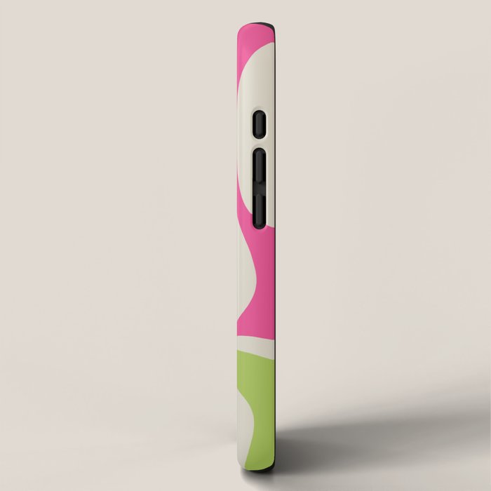 Retro Modern Liquid Swirl in Raspberry Pink and Lime Green iPhone Case Gallery Image 2
