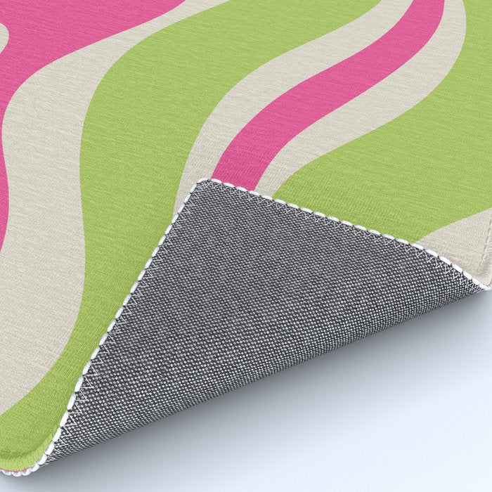 Retro Modern Liquid Swirl in Raspberry Pink and Lime Green Rug Gallery Image 4