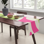 Retro Modern Liquid Swirl in Raspberry Pink and Lime Green Table Runner Gallery Image 2