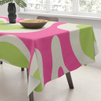 Retro Modern Liquid Swirl in Raspberry Pink and Lime Green Tablecloth Gallery Image 3