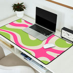 Retro Modern Liquid Swirl in Raspberry Pink and Lime Green Desk Mat Gallery Image 2