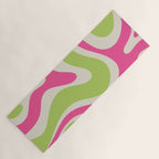 Retro Modern Liquid Swirl in Raspberry Pink and Lime Green Yoga Mat Gallery Image 1