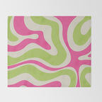 Retro Modern Liquid Swirl in Raspberry Pink and Lime Green Throw Blanket Gallery Image 2