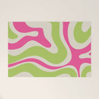 Retro Modern Liquid Swirl in Raspberry Pink and Lime Green Welcome Mat Gallery Image 1