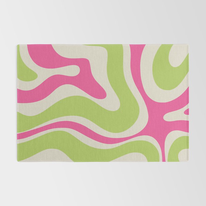 Retro Modern Liquid Swirl in Raspberry Pink and Lime Green Rug Gallery Image 2