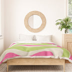 Retro Modern Liquid Swirl in Raspberry Pink and Lime Green Duvet Cover Gallery Image 3