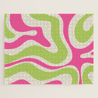 Retro Modern Liquid Swirl in Raspberry Pink and Lime Green Jigsaw Puzzle Gallery Image 1