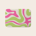 Retro Modern Liquid Swirl in Raspberry Pink and Lime Green Bath Mat Gallery Image 1