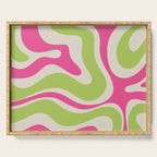 Retro Modern Liquid Swirl in Raspberry Pink and Lime Green Serving Tray Gallery Image 1