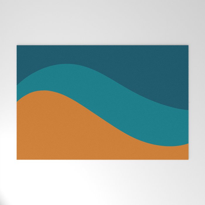 Moderna Bold Wave - Minimalism in Blue, Teal, and Orange Welcome Mat Gallery Image 1